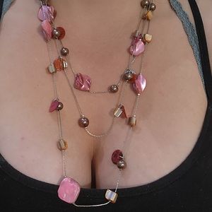 Blush & Amber Floating Gemstone Necklace